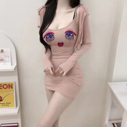 XCFREHT韓國2025春夏新款純情幼態(tài)軟糯修身氣質(zhì)包臀吊帶連衣裙單件顯身材 粉色單件裙藍眼睛 S 80-95斤