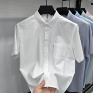 TOMMY JEANS湯米夏季2025新款棉短袖襯衫男美式休閑舒適透氣商務(wù)免燙襯衣 白色 100棉 M  建議100-125斤
