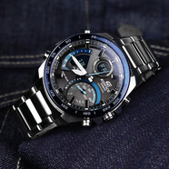 卡西歐（CASIO）手表太陽能運動鋼帶賽車男腕表EQS-500DB-1A ECB-900YDB-1B 【藍(lán)天使=太陽能+