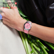 斯沃琪（Swatch）瑞士手表 金屬石英女士腕表畢業(yè)禮物 送女友 粉茶花語YLS234
