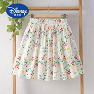 迪士尼（Disney）女童短裙褲2025夏季薄款中大童碎花a字傘裙半身裙防走光蓬蓬裙子 白色碎花【帶內襯】 120 建議身高120cm內