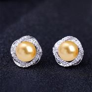 梵仕登（FONSSDERN） 高端品牌耳釘女夏季新款潮韓國小眾設計感簡(jiǎn)約時(shí)尚銀飾品時(shí)尚 黃珍珠銀耳釘款