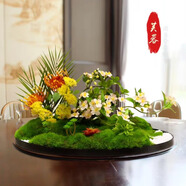 源如盈酒店高檔餐桌擺件宴會廳桌花宴會桌擺花山水景觀盆景沙盤桌芯裝飾 芙蓉直徑50cm