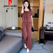皮爾卡丹（pierre cardin）法冰絲休閑套裝女夏季新款韓版小個(gè)子時(shí)尚洋氣減齡寬松顯瘦兩件套 復古紅【雪紡好質(zhì)量?jì)杉住?2XL 【建議125-140斤以?xún)取?
                                         title=