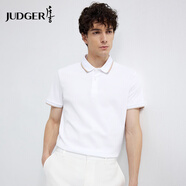 莊吉   JUDGER【100%棉】男士短袖T恤夏季新款商務(wù)休閑撞色翻領(lǐng)通勤POLO衫 白色 M 170/88A