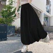 自由系花苞半身裙女2025夏季新款松緊高腰垂感顯瘦燈籠裙慵懶A字中長(zhǎng)裙