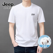 JEEP SPIRIT吉普純棉短袖t恤男士夏季220克重磅透氣中年男裝高端休閑顯瘦半袖