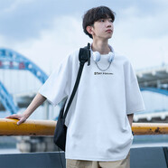 凡迪時尚（FANDISS）純棉短袖t恤男士夏季2025新款美式潮牌寬松長袖重磅體恤男生衣服 白色 M