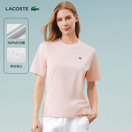 LACOSTE法國(guó)鱷魚(yú)女裝25秋季新款寬松休閑百搭短袖撞色圓領(lǐng)T恤|TF7215 ADY/淺粉色 L 40 /170