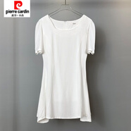 皮爾卡丹（pierre cardin）韓國春夏韓系新款氣質(zhì)優(yōu)雅百搭方領(lǐng)顯身材收腰顯身材短袖連衣裙女 白色 均碼