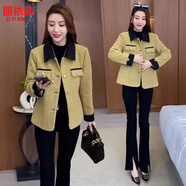 麗依歆小香風(fēng)短款毛呢外套女2025春秋款顯瘦洋氣小個(gè)子時(shí)尚氣質(zhì)毛呢風(fēng)衣 芥末黃 L （建議100-110斤）