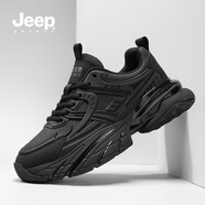 JEEP SPIRIT吉普黑武士老爹鞋男鞋2025春夏季新款厚底運動鞋黑色跑步鞋休閑鞋 【升級黑武士款】3955石墨黑 42