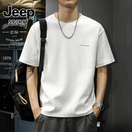 JEEP SPIRIT夏季新款重磅美式短袖t恤男寬松2025簡(jiǎn)約休閑打底衫潮牌半袖體恤 A284白色 4XL 合適體重200-230斤