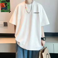 軒萊雅（XUANLAIYA）半袖T恤男夏季寬松簡(jiǎn)約百搭五分上衣潮牌ins短袖2025新款 白色 3XL