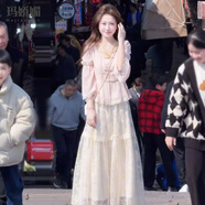瑪嬌媚（Majiaomei）新中式國風(fēng)連衣裙女裝套裝2025春秋新款氣質(zhì)盤扣上衣蕾絲半身裙子 上衣+半身裙 M