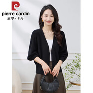 皮爾卡丹（pierre cardin）秋裝蝙蝠袖針織開衫女新款外搭長袖V領(lǐng)蝙蝠衫寬松毛衣外套8819 2024黑色2025 均碼