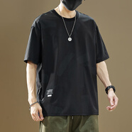 森馬夏季男裝冰絲短袖T恤男2025新款寬松薄款透氣運(yùn)動(dòng)半袖上衣體恤衫  716黑色   薄款 M 95-115斤