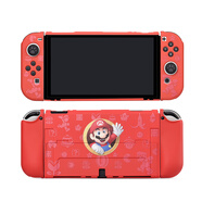 丸圖 Switch OLED分體式保護(hù)殼oled游戲機保護(hù)套全包圍噴油款防摔防污漬卡通手柄軟殼 oled 馬里奧1保護(hù)殼【噴油款】膜+帽 OLED