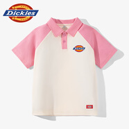 DickiesDickies童裝女孩夏季上衣兒童短袖t恤女童2025新款撞色半袖Polo衫 粉/DK紅標K 110