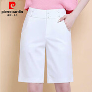 皮爾卡丹2026港味白色五分直筒褲女夏季高腰休閑短褲寬松闊腿顯瘦5分中褲 白色 M 100-109斤