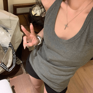 繪詩慧白色吊帶背心女2025夏季可外穿內(nèi)搭無袖背心工字打底寬松遮肚子 簡約掛脖工字背心【灰色】 L 【建議104-116斤】