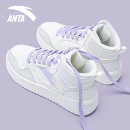 anta kids安踏女鞋高幫鞋子女2025秋冬新款女子運動(dòng)鞋學(xué)生百搭厚底休閑板鞋 -1象牙白/冷凌紫 35.5