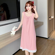 單南衛可愛(ài)小熊韓國ins網(wǎng)紅睡裙女夏季薄款短袖寬松大碼胖MM睡衣家居服 zd-526#背心裙粉 XL 170