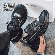 森馬（Senma）男鞋厚底老爹鞋男2025新款春夏透氣網(wǎng)面鞋百搭潮流休閑運動鞋子男  黑色-潮流款190A 43