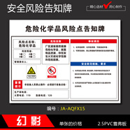 幻影安全風險點告知牌 危險化學品配電房車間工廠警示標識墻貼標示貼 危險化學品安全告知牌 40*52cm