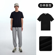 GXG男裝 基礎(chǔ)經(jīng)典款短袖T恤男士夏季潮流情侶裝純色體恤 黑色 L