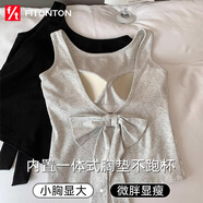 FitonTon吊帶背心女帶胸墊純欲性感蝴蝶結大露背美背文胸一體可外穿上衣女