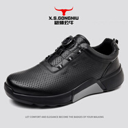 雄獅公牛高端新款休閑皮鞋運(yùn)動(dòng)商務(wù)真皮鞋子透氣登山跑步執(zhí)勤訓(xùn)練舒適男鞋 黑色 41 (255mm)