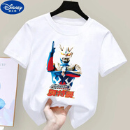 迪士尼（Disney）2025新款夏季兒童衣服奧特曼SUN薄款嬰半袖男童體短袖男透氣上衣 奧特曼 白色 130 建議50-60斤
