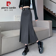 皮爾卡丹（pierre cardin）毛呢半身裙女秋冬2025新款休閑呢子直筒裙垂感a字半裙高腰包臀裙 灰色【常規(guī)裙長(zhǎng)80厘米】 +腰帶 XL 建議116-125斤