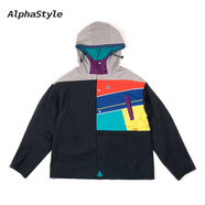 APSL ALPHASTYLE早秋潮流休閑撞色拼接連帽夾克時(shí)尚潮流穿搭換季長(cháng)袖夾克外套 黑色 S