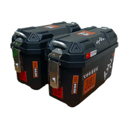 酷騎靈摩托車(chē)電動(dòng)車(chē)通用邊箱非鋁合金防水側掛工具箱儲物箱加厚25外賣(mài)箱 尾架款  安裝支架+碎花橙邊箱+皮革內襯 25L