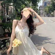 HUALIN FASHION洛月花神~2025 夏季大露背掛脖吊帶印花雪紡連衣裙 圖片色 M