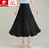 皮爾卡丹（pierre cardin）白色女裙子夏季薄款2025新款雪紡半身裙高腰顯瘦中長(cháng)款a字大擺裙 黑色 L 建議體重98106斤