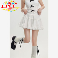 EPET芭蕾風(fēng)白色蛋糕裙半身裙女春夏蓬蓬裙小個(gè)子a字短裙花邊蕾絲裙子 白色 M 95-105斤