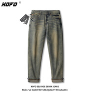 XOFO【定制褲長】2025年新款美式復古修身彈力小腳褲子直筒男士夏季 褲長93CM 建議身高160-165cm 28 推薦體重100-120斤
