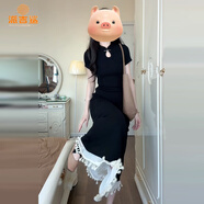 派吉鯊新中式國風(fēng)改良旗袍黑色連衣裙子女夏季2025新款春感氣質(zhì)長(cháng)裙 黑色無(wú)白色里襯 XL 60/65kg