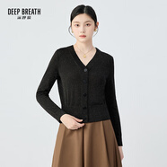 深呼吸DEEP BREATH女裝V領(lǐng)天絲三醋酸蔥紗針織開衫女A400713 黑 M (3)
