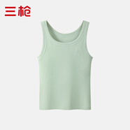 三槍100%棉女士背心全棉內(nèi)搭寬帶小吊帶防走光螺紋棉打底少女汗衫春夏 淺綠 M (160)