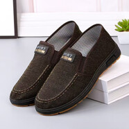 2025新款牛筋底布鞋透氣輕便休閑百搭軟底老北京防滑耐磨休閑鞋男 A06【咖色】 41