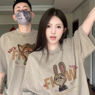 love legend尼克朱迪情侶裝夏季短袖t恤上衣兩件套裝班服定制學(xué)生半袖衣服 灰綠色+灰綠色 XL 男+L女
