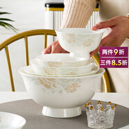 煜乾碗高腳碗米飯碗10個(gè)裝家用中式景德鎮(zhèn)陶瓷防燙骨瓷餐具套裝簡(jiǎn)約 4.5英寸高腳碗醉芙蓉 10個(gè)裝