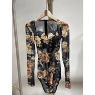 SOSO古典舞長(cháng)裙多情種紗裙復古色網(wǎng)紗抹胸透舞蹈連體衣富貴色上衣 富貴色上衣 均碼 xl