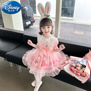 迪士尼（Disney）女童夏季洛麗塔公主裙洋氣2025新款兒童兔子連衣裙女寶蓬蓬裙洋氣 粉紅色（單裙子） 90 cm