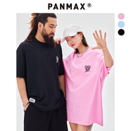 潘·麥克斯（PANMAX）PANMAX潮牌大碼男裝2025夏季新款小熊牙刷刺繡落肩圓領短袖情侶款 黑色 【涼感】抗菌 3XL