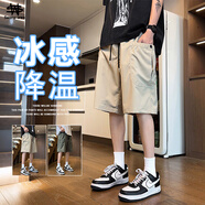 SWAMP AREA冰感短褲男女夏季美式工裝寬松五分褲休閑直筒褲子 D072卡其 L